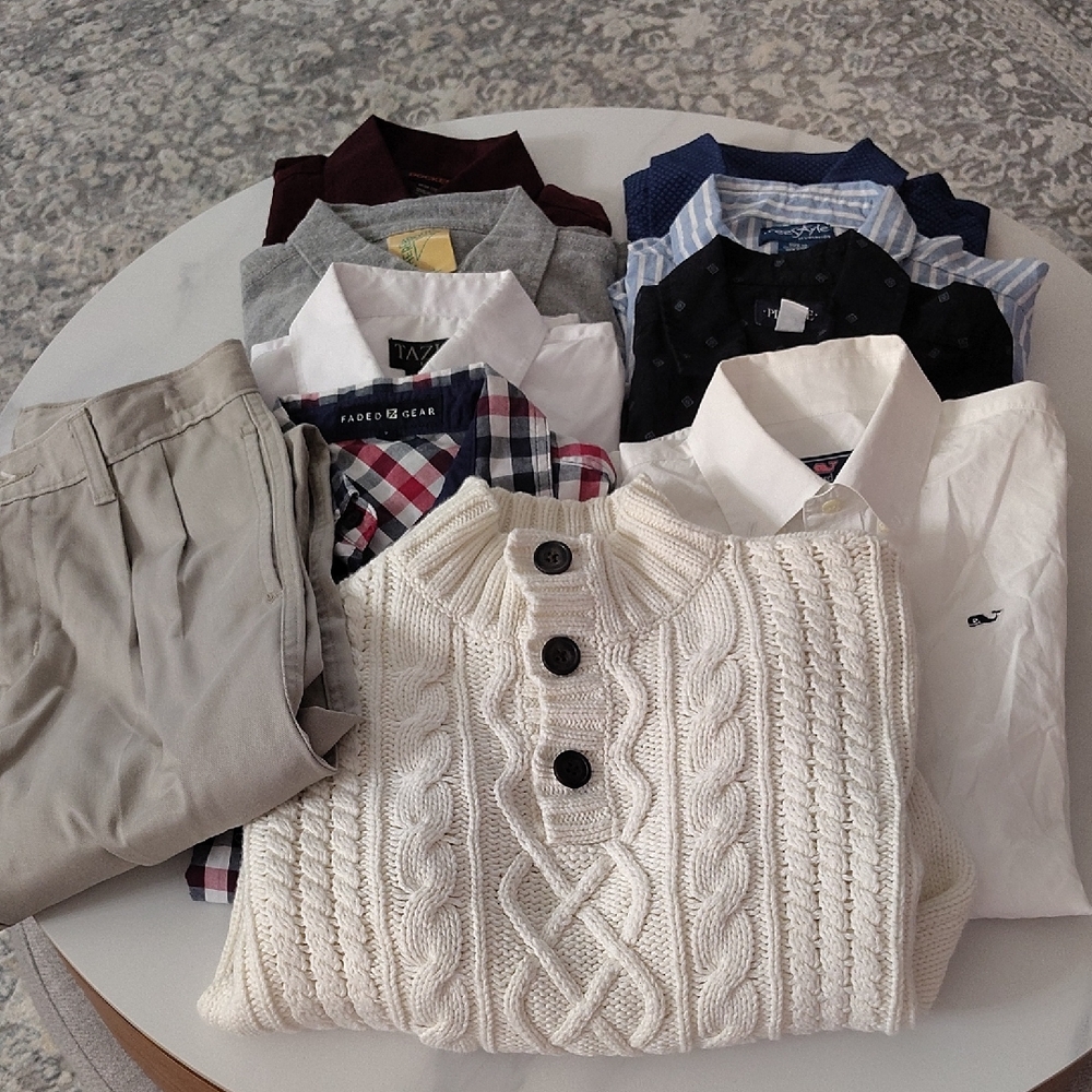 Boys Dress Shirt Bundle + Cable Knit sweater